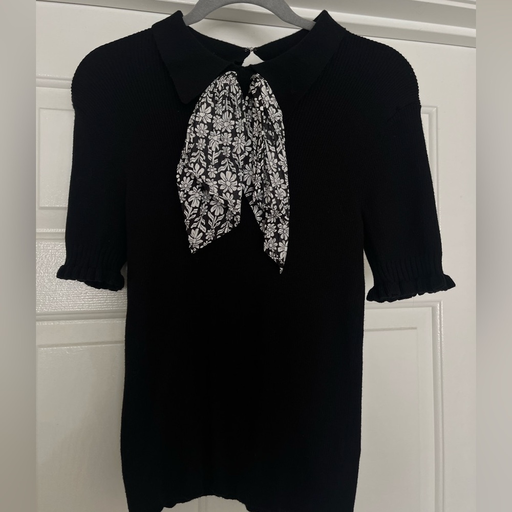 Scarf Sweater Knit Tee